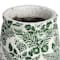 Hello Honey® 10.75" Green & White Flower Patterned Terra Cotta Planter Vase with Crackle Glaze